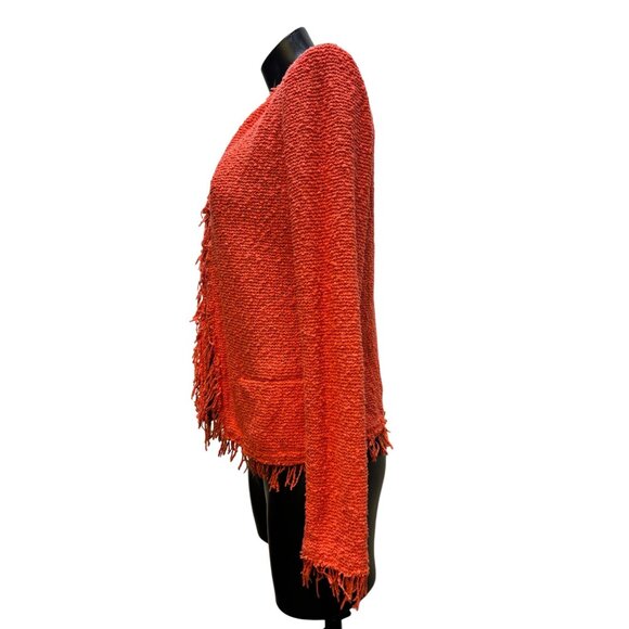 I R O Fringe-Trimmed Orange Cotton Jacket Size S - Picture 4 of 7